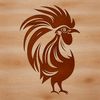 Farmer's Favourite Rooster A simple illustration of a rooster standing on a farm yard background.