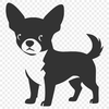 A simple outline illustration of a small breed dog, specifically a Chihuahua, designed as a scalable vector graphic.