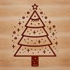 Festive Evergreen Silhouette Decorative evergreen tree silhouette with ornaments and lights, ideal for digital projects.
