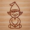 Jolly Holiday Elf Silhouette A simple line drawing of a Christmas elf sitting in a festive holiday setting.