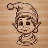 Festive Holiday Character SVG Illustration Cartoon illustration of a festive holiday elf character in red attire.