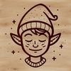 Christmas Elf Character Illustration A smiling Christmas elf character with a pointed hat, depicted in bold vector lines.