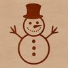 Free Snowman Clip Art in Vector Format An illustration of a winter-themed snowman with a top hat and scarf standing in the snow against a clear blue sky.