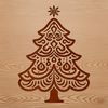 A festive green Christmas tree with ornaments and lights, designed as a vector graphic.
