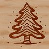 A minimalist graphic representation of a festive holiday tree.