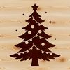 A stylized illustration of a Christmas tree with branches and ornaments, suitable for digital use.