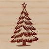 Illustrative Christmas tree with branches and ornaments, suitable for digital designs.