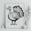 Whimsical Turkey Design A stylized illustration of a turkey in a farm setting.