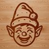 Cartoon Santa's Little Helper Icon A cartoon-style illustration of a jolly Christmas elf with a pointed hat and red clothing.