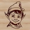 Illustration of a whimsical Christmas elf head in vector format.