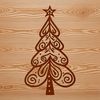 Festive Christmas Tree SVG Design A digital illustration of a Christmas tree with ornaments and lights, suitable for graphic design projects.