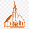 Simple Baptist Church Vector Design A simple Baptist church exterior with a steeple and a cross on the roof, suitable for vector art designs.