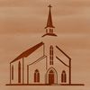 A stylized illustration of a traditional Baptist church building with a distinctive steeple.