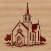 SVG graphic representation of a simple Baptist church design.
