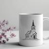 Beautiful Church Building Design A simple vector illustration of a church building with a steeple and stained glass windows.