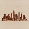 Modern Cityscape Illustration at Sunset Illustrative vector art of a modern city skyline at sunset with tall buildings and skyscrapers.
