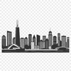 A detailed vector illustration of a bustling urban metropolis at sunset.