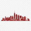 A stylized city skyline illustration with bold lines and geometric shapes, suitable for vector art designs.