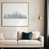 Modern Cityscape Vector Graphic A digital representation of a city skyline with tall skyscrapers and urban architecture.