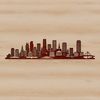 A detailed digital representation of a city skyline with iconic skyscrapers and urban landscape.