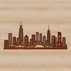 A stylized illustration of a city skyline at sunset, suitable for vector art projects.