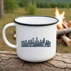 Illustrated city skyline vector art with modern architecture and buildings.
