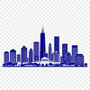 Urban Silhouette Illustration A digital representation of a city skyline, suitable for use in graphic design software such as Illustrator or Procreate.