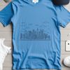A detailed city skyline illustration created in vector format.