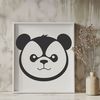 Simple panda illustration in line art style A simple line drawing of a panda bear in a single-color design.