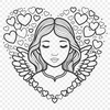 Winged Angel Illustration with Love Symbol Illustration of a winged angel with love heart symbol, suitable for vector design and cutting machine stencils.