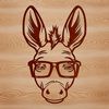 Donkey in Glasses Illustration A simple illustration of an animal's head featuring a donkey wearing spectacles.