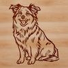 Friendly Aussie Sitting Pretty A vector illustration of a sitting Australian Shepherd dog, suitable for digital designs and crafts.