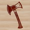 Traditional Woodworking Tool Vector Illustration A vector illustration of a traditional axe with a wooden handle and metal head.