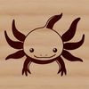 A digital illustration of a salamander's head, specifically the axolotl, in vector format.