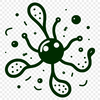 A detailed illustration of a single bacterial cell with various components labeled.