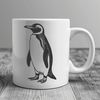 A simple vector design featuring a waddling penguin in a natural habitat setting.