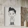 Simple Child Portrait SVG A simple illustration of a young boy with a neutral expression.