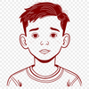 A digital illustration of a young boy in simple outline form.