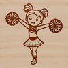 Sporty Cheerleader SVG Clip Art A young female cheerleader in a sporty outfit, posing with pom-poms.