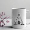 Clean Lines Church Building SVG Illustration of a modern Baptist church building with clean lines and simple design.