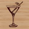 A glass filled with a colorful cocktail garnished with a cherry and lime wedge.