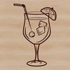 A colorful cocktail in a glass with ice and garnishes, perfect for vector art designs.