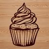 Cute Dessert Graphics A single serving of sweet treat cupcake with frosting and decorations.
