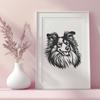 Beautiful Sheltie Head Illustration in SVG A high-quality digital illustration of a Shetland Sheepdog's head in vector format.