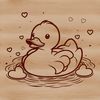Birds and Blossoms SVG Clip Art A cartoon duck with love hearts surrounding its body.