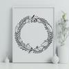 Floral Embellishment Illustration A digital clip art wreath illustration suitable for various uses including cutting machines like Cricut.