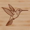 An SVG graphic featuring a wild bird with iridescent plumage in mid-air motion.