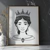 Female Princess SVG Icon A vector illustration of a young female princess with a kind expression, suitable for various digital applications.