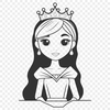 Regal Royal Princess Vector Graphic A stylized illustration of a female princess character, suitable for vector-based designs.