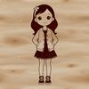 An illustration of a girl in a simplified style, suitable for digital cutting machines or laser engraving.